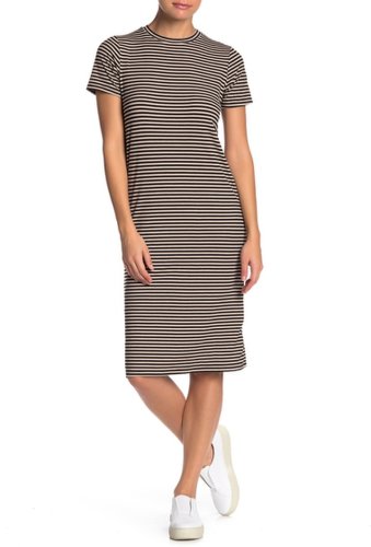 Imbracaminte femei velvet torch stripe rib knit t-shirt dress blk taupe stripe