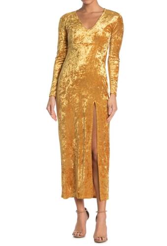 Imbracaminte femei velvet torch v-neck velvet maxi dress gold