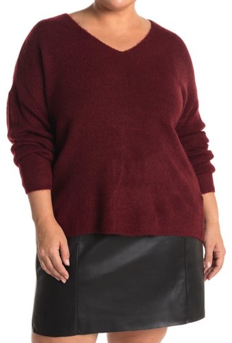 Imbracaminte femei vero moda knit v-neck sweater plus size cabernet detail-mela