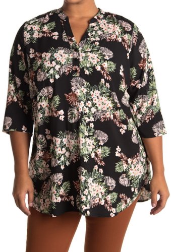 Imbracaminte femei vero moda v-neck floral printed tunic plus size black pilar
