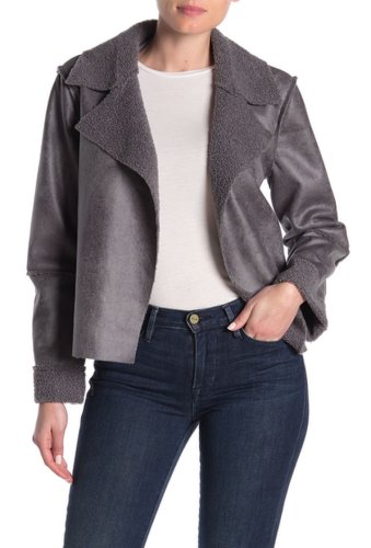 Imbracaminte femei vigoss faux shearling trim draped jacket grey