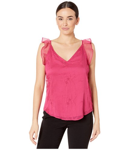 Imbracaminte femei vince camuto embroidered yoryu flutter shoulder blouse wildhibiscus