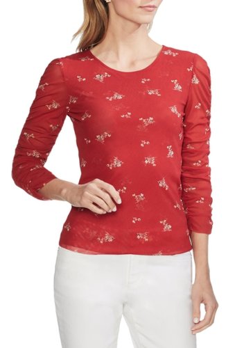 Imbracaminte femei vince camuto floral ruche sleeve shirt coral suns