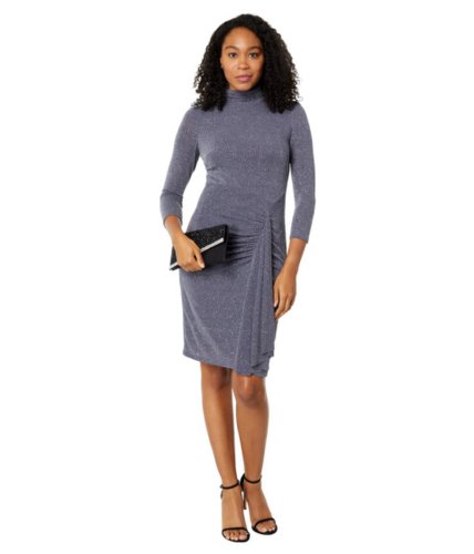 Imbracaminte femei vince camuto glitter knit bodycon with turtleneck and front drape gunmetal