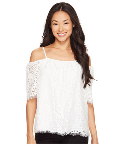 Imbracaminte femei Vince Camuto petite elbow sleeve cold-shoulder geo lace blouse new ivory