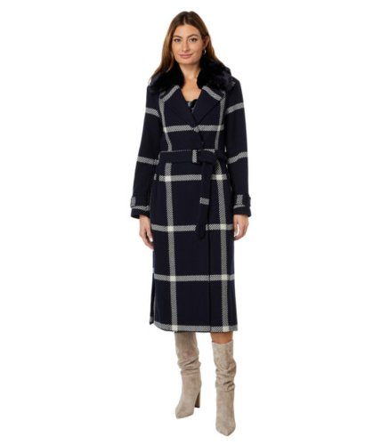 Imbracaminte femei vince camuto plaid wool coat v22767b navy