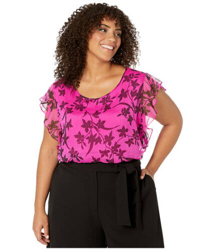 Imbracaminte femei vince camuto specialty size plus size flutter sleeve iris silhouettes overlay blouse pink shock