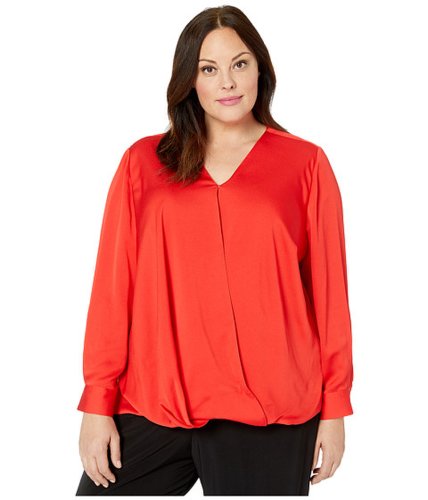 Imbracaminte femei vince camuto specialty size plus size long sleeve wrap front hammer satin blouse fiesta