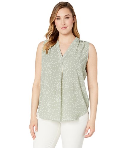 Imbracaminte femei vince camuto specialty size plus size sleeveless v-neck ditsy showers blouse smoked sage