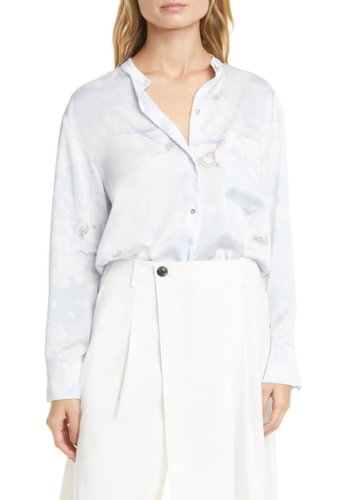 Imbracaminte femei vince magnolia band collar blouse powder blue