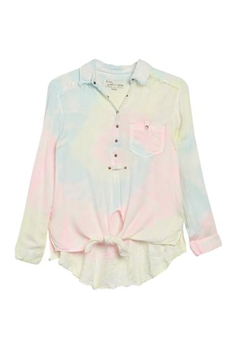 Imbracaminte femei vintage havana highlow long sleeve button-down blouse pastel neon swirl