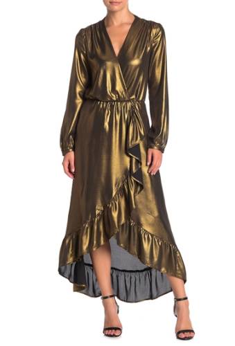 Imbracaminte femei wayf calista metallic wrap maxi dress blackgold