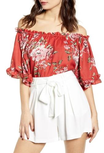 Imbracaminte femei wayf ginnie off the shoulder floral top red floral