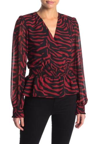 Imbracaminte femei wayf kody peplum patterned blouse red black zebra