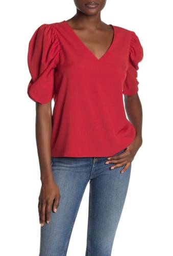 Imbracaminte femei wayf v-neck ruched sleeve top rouge