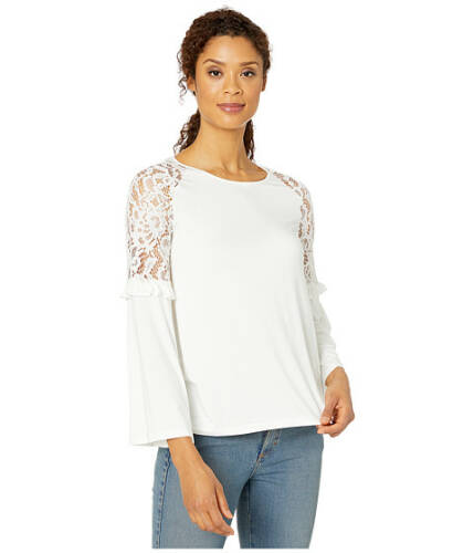 Imbracaminte femei wrangler lace and knit mix bell sleeve white