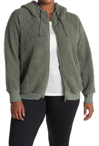 Imbracaminte femei z by zella up over faux shearling bomber jacket plus size green agave