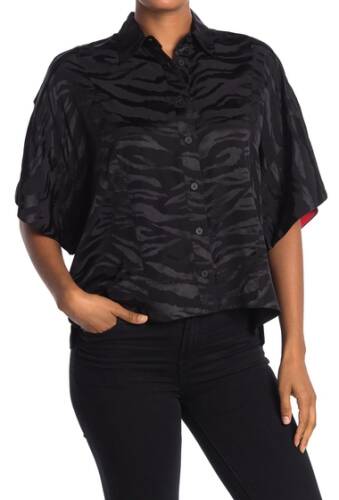 Imbracaminte femei zadig voltaire topaz flare sleeve jacquard tiger stripe print blouse noir