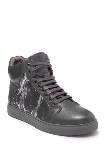 Incaltaminte barbati badgley mischka oscar splatter metallic leather mid sneaker grey