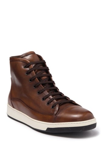 Incaltaminte barbati bugatchi venezia leather high top sneaker brown