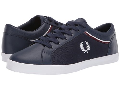 Incaltaminte barbati fred perry baseline tipped collar mesh carbon bluewhite