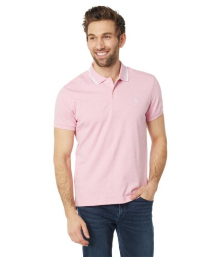 U.s. Polo Assn Incaltaminte barbati us polo assn slim fit tipped interlock knit polo pink sunset heather