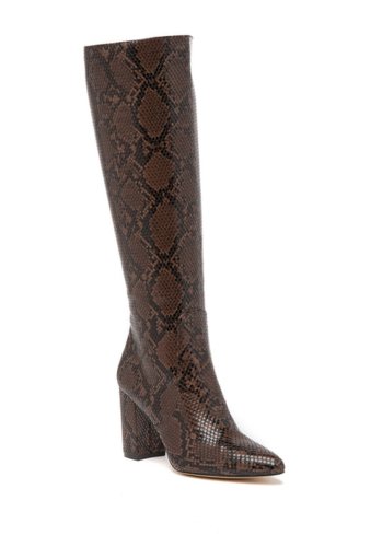 Incaltaminte femei 14th union jarden snake embossed knee high boot brown snake print pu