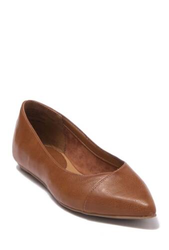 Incaltaminte femei abound sydnee pointed toe flat cognac faux leather