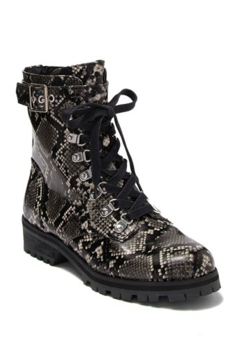 Incaltaminte femei abound victor combat boot black snake print faux leather