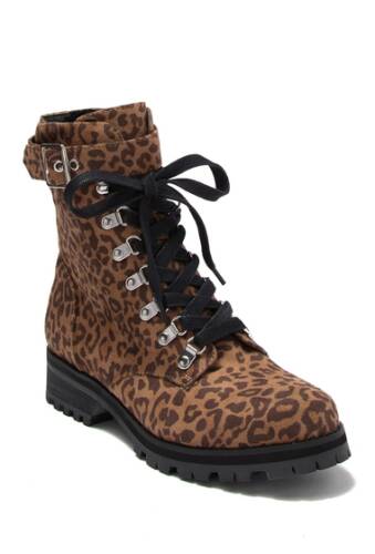 Incaltaminte femei abound victor leopard print combat boot leopard print faux suede