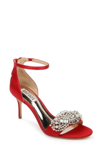 Incaltaminte femei badgley mischka odalis embellished ankle strap sandal red satin