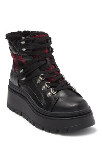 Incaltaminte femei call it spring camilla faux fur lined platform boot black mix mat synthe