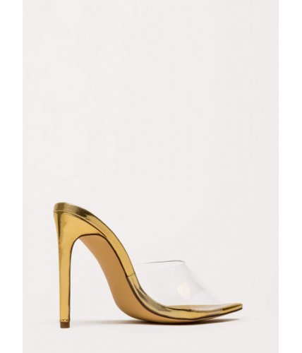 Incaltaminte femei cheapchic clearly sexy pointy peep-toe mule heels gold