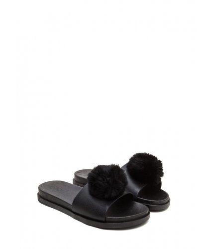 Incaltaminte femei cheapchic fur the better jelly slide sandals black