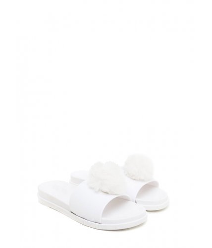 Incaltaminte femei cheapchic fur the better jelly slide sandals white