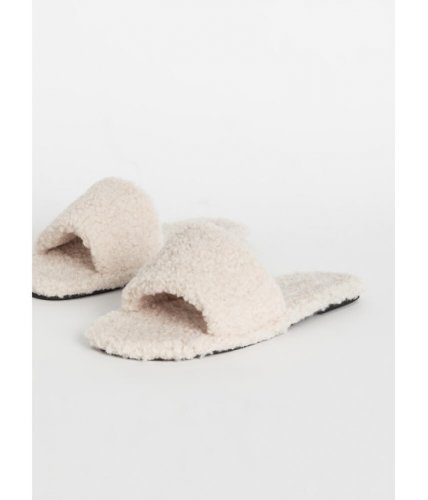Incaltaminte femei cheapchic fuzz-worthy faux shearling slide sandals beige