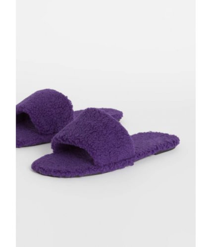 Incaltaminte femei cheapchic fuzz-worthy faux shearling slide sandals purple