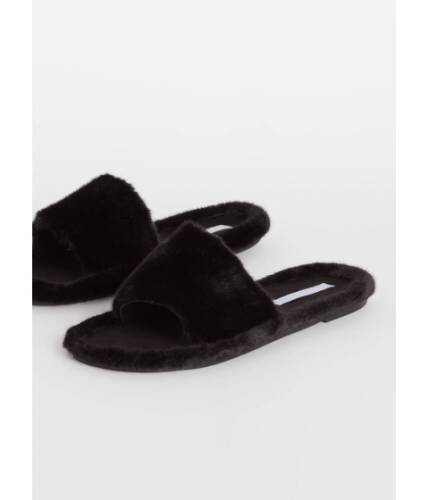 Incaltaminte femei cheapchic get comfortable faux fur slide sandals black