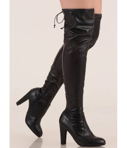 Incaltaminte femei cheapchic key to success chunky thigh-high boots black