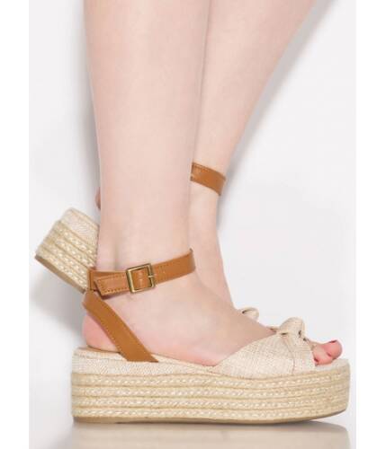 Incaltaminte femei cheapchic knot at work braided linen wedges natural