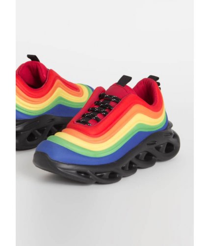 Incaltaminte femei cheapchic new wave striped platform sneakers rainbow