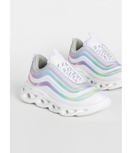 Incaltaminte femei cheapchic new wave striped platform sneakers white