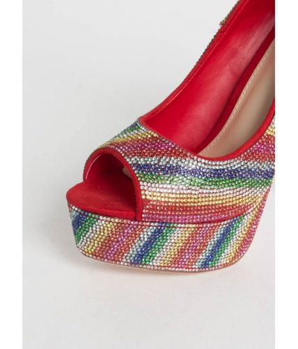 Incaltaminte femei cheapchic rhinestone rainbow peep-toe platforms rainbow
