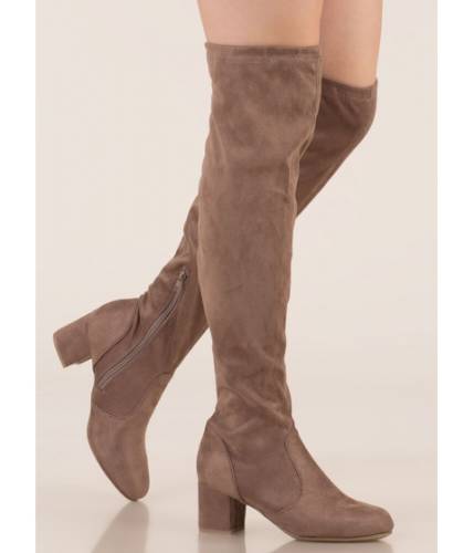 Incaltaminte femei cheapchic skyline thigh-high faux suede boots lttaupe