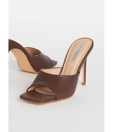 Incaltaminte femei cheapchic slip dress peep-toe mule heels brown
