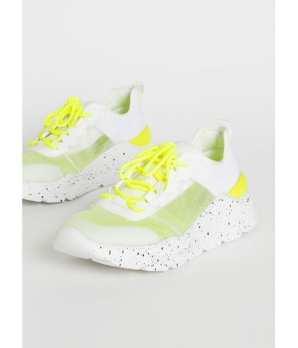 Incaltaminte femei cheapchic sporting splatter mesh contrast sneakers neonyellow