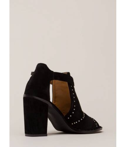Incaltaminte femei cheapchic studs in the city cut-out chunky heels black