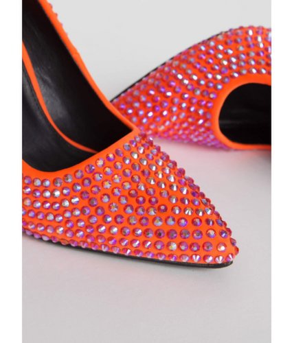 Incaltaminte femei cheapchic super sparkle pointy faux gem pumps orange