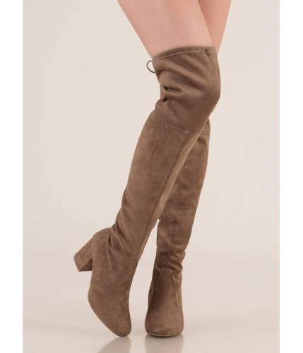 Cheap&chic Incaltaminte femei cheapchic tie me up chunky over-the-knee boots taupe