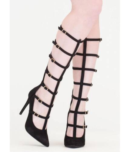 Incaltaminte femei cheapchic treasured gift caged gladiator heels black
